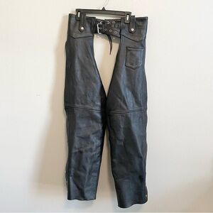 AllState Black Zip Snap Leather Riding Chaps Size Large